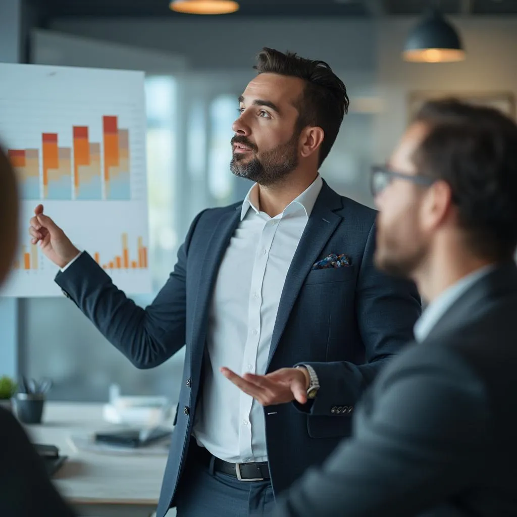 Consultant présentant une vision stratégique
